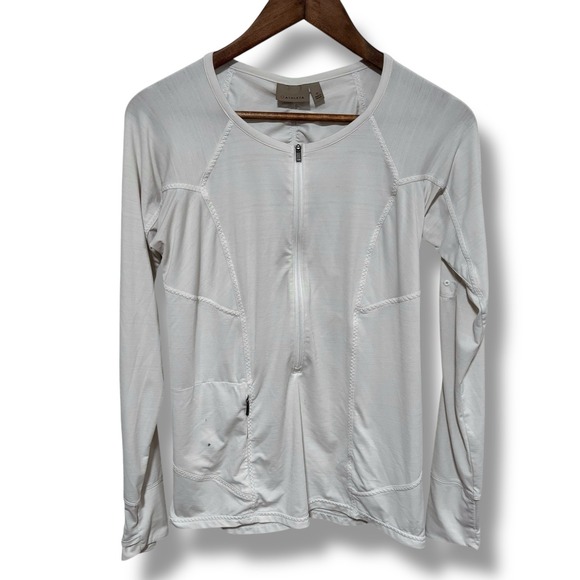 Athleta Jackets & Blazers - Athleta Women's 1/2 Zip Athletic Yoga Running Pullover White *FLAWS Size M 15x26